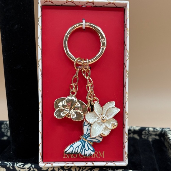Accessories - White and Blue Floral Butterfly Bag Charm NWT